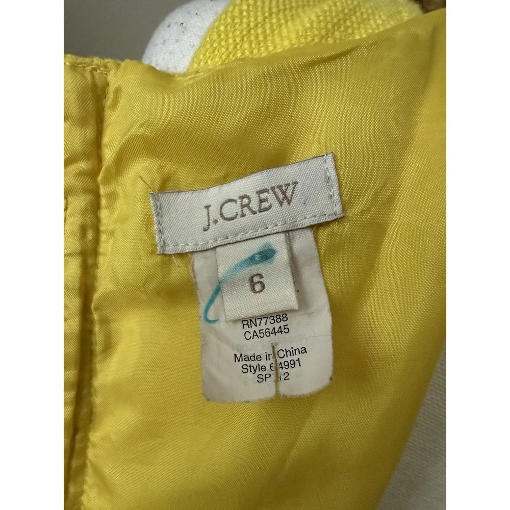 J.Crew Yellow Textured Fit & Flare Dress‎ Womens Size 6 Sleeveless Pockets